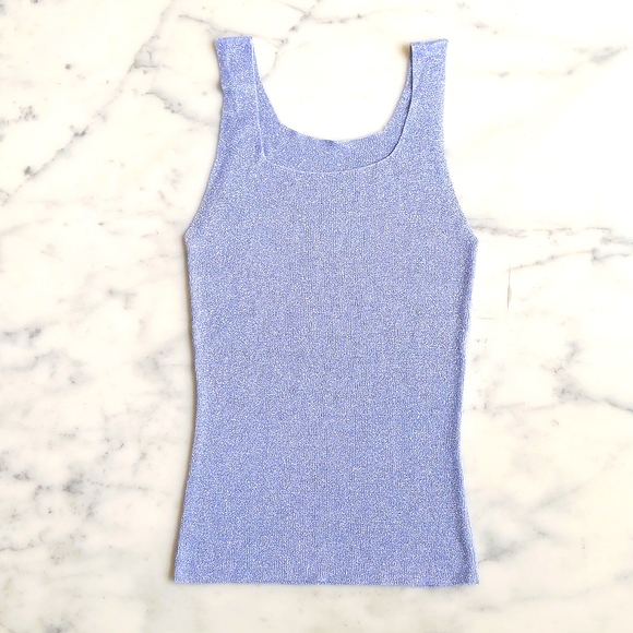NWOT. Silver Grey Sparkling Sleeveless Stretch Knit Top. - Picture 4 of 4
